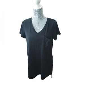 Coin 1804 black split hem tunic v-neck tshirt